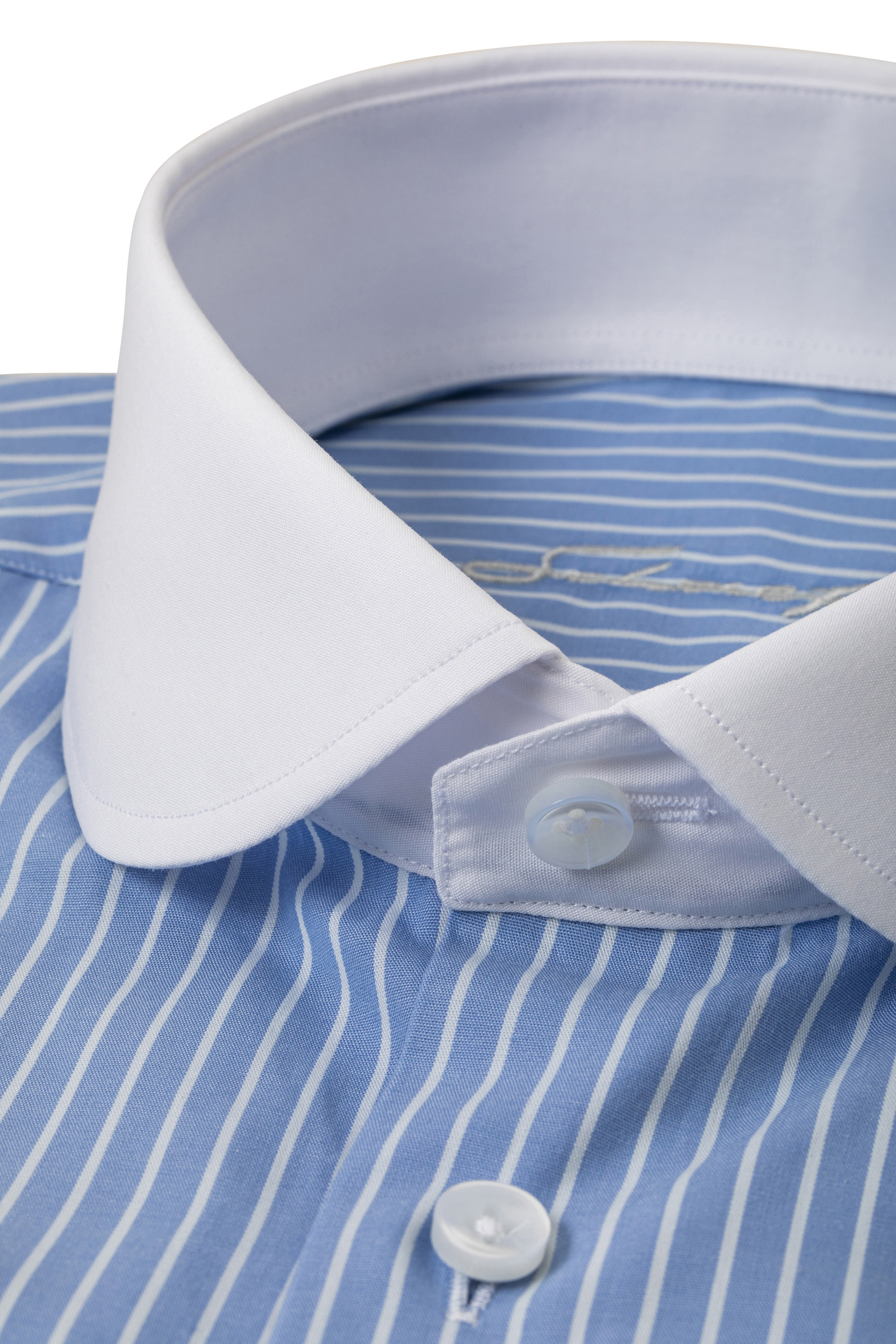 Hellblau gestreiftes Modern Cut Classic Line Schaeffer Hemd mit Club Kragen Hellblau gestreiftes Modern Cut Classic Line Schaeffer Hemd mit Club Kragen