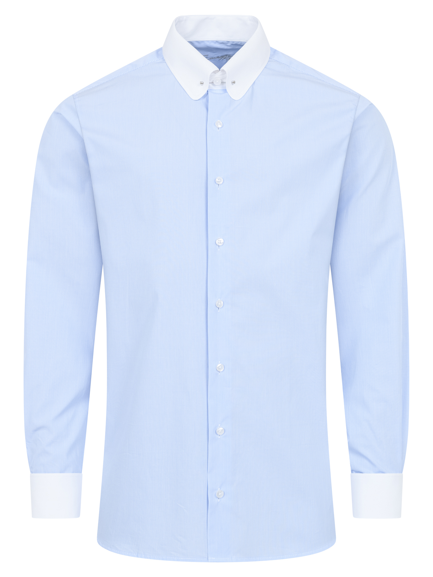 Hellblau feine Streifen Modern Cut Classic Line Schaeffer Hemd mit Piccadilly Kragen