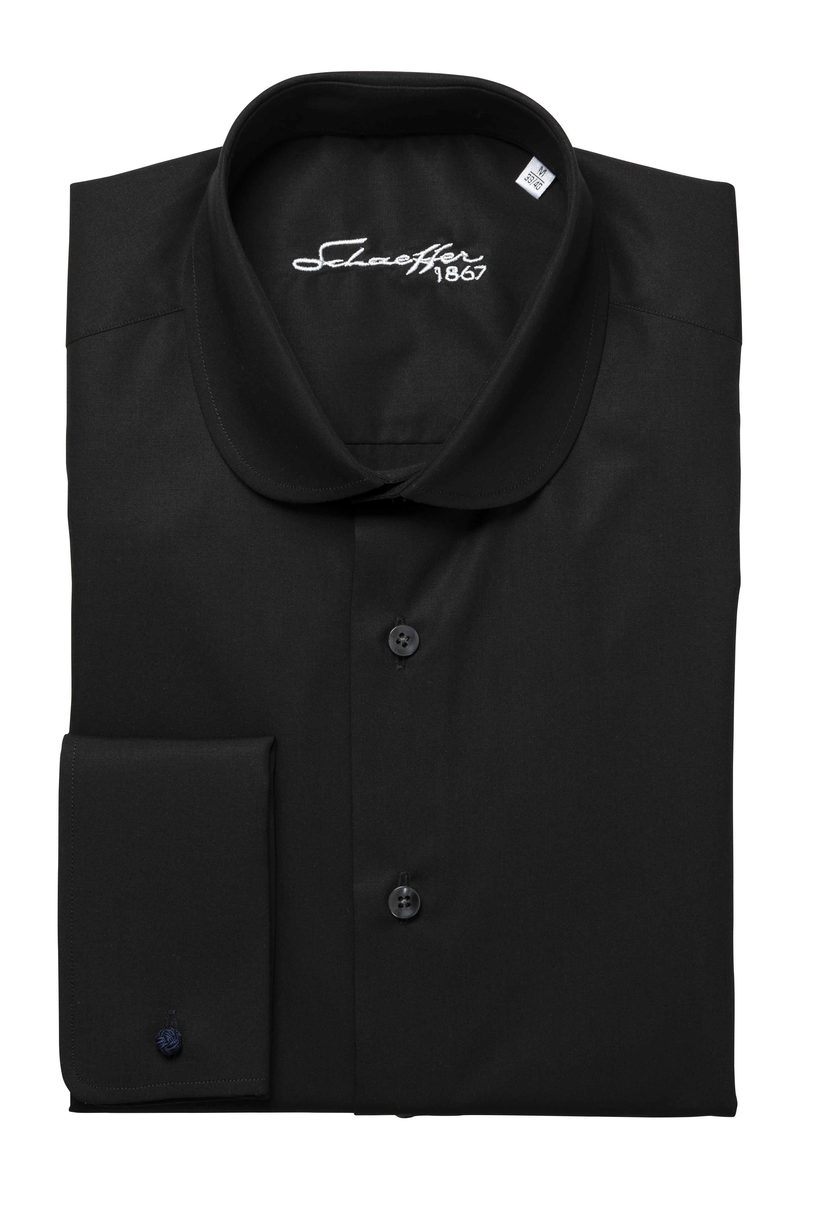 Schwarzes Slim Fit Classic Line Schaeffer Hemd mit Club Kragen Schwarzes Slim Fit Classic Line Schaeffer Hemd mit Club Kragen
