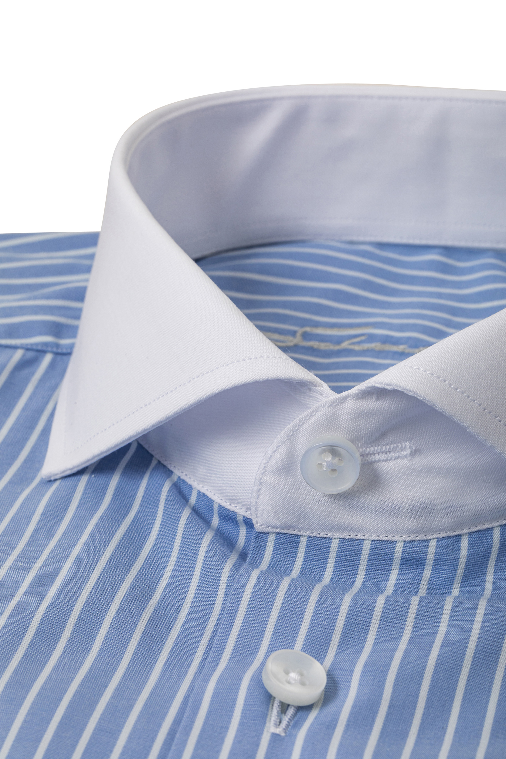 Hellblau gestreiftes Modern Cut Classic Line Schaeffer Hemd mit Hai Kragen Hellblau gestreiftes Modern Cut Classic Line Schaeffer Hemd mit Hai Kragen