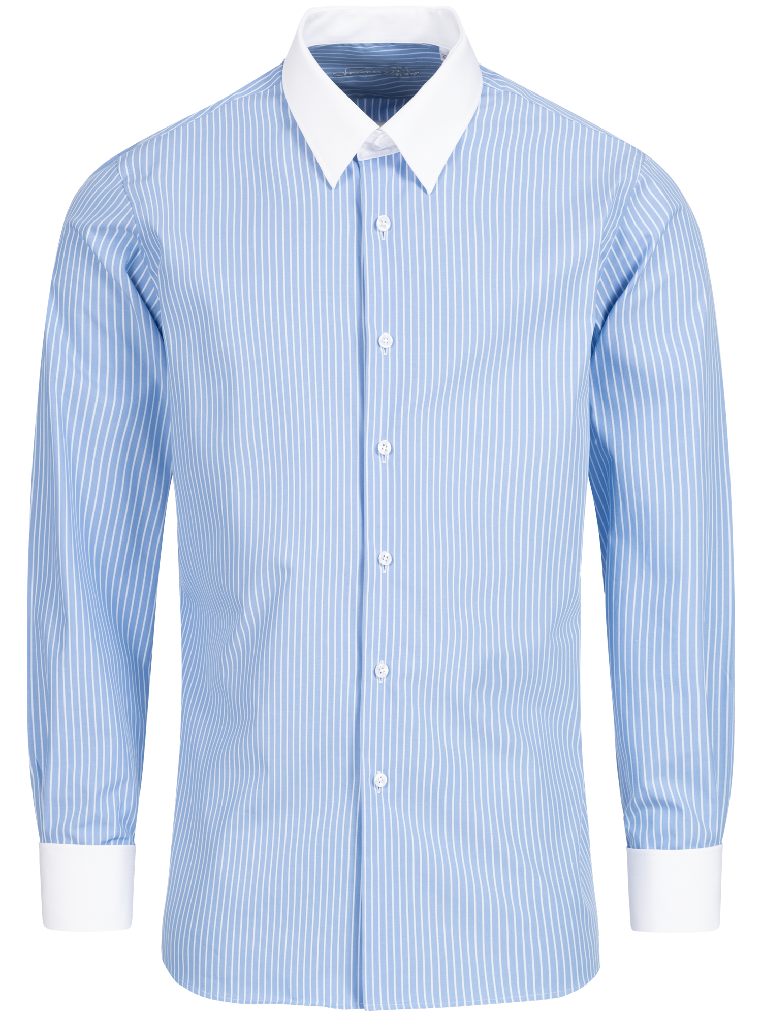 Hellblau gestreiftes Modern Cut Classic Line Schaeffer Hemd mit Tab Kragen Hellblau gestreiftes Modern Cut Classic Line Schaeffer Hemd mit Tab Kragen
