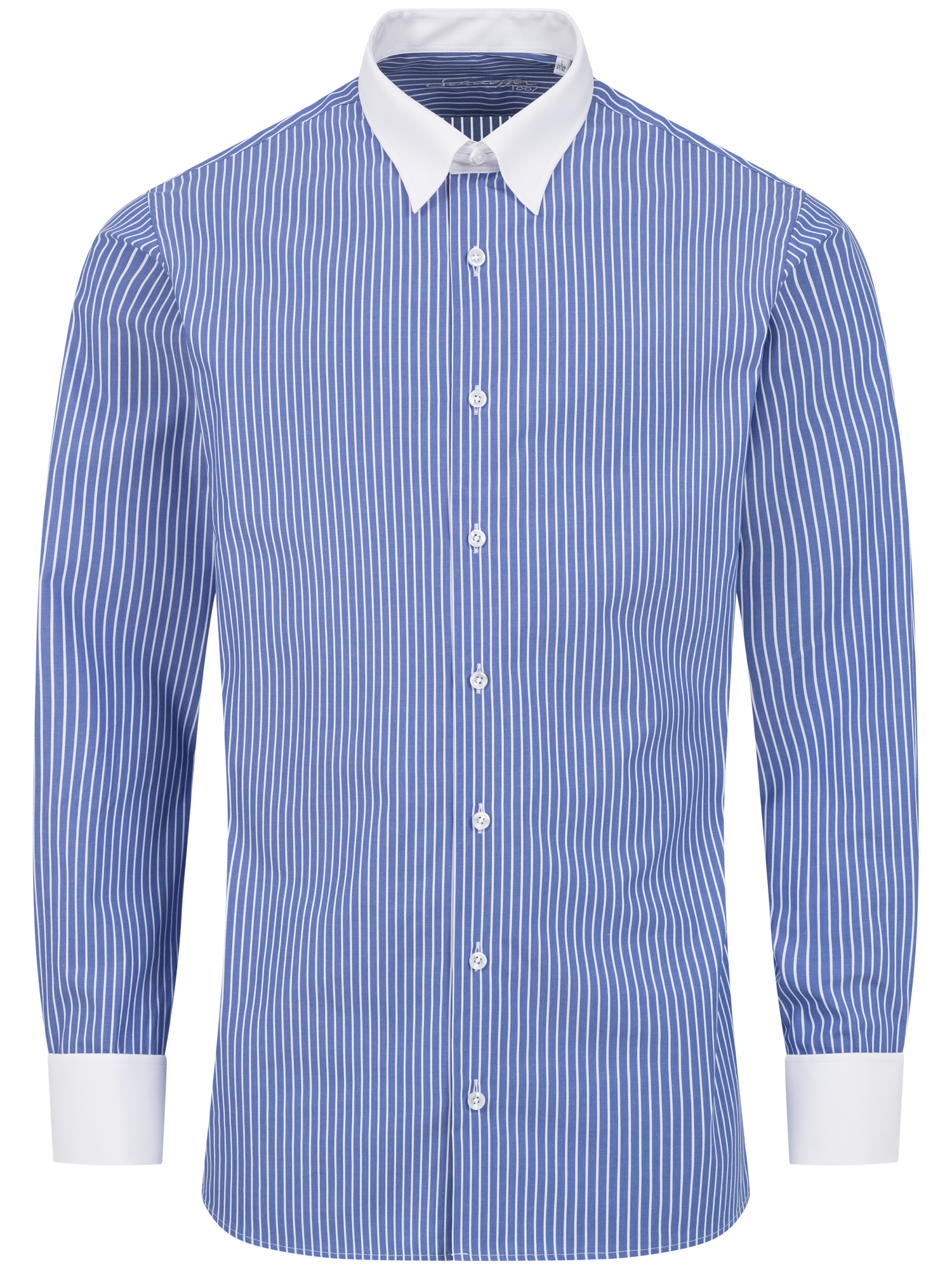 Blau gestreiftes Modern Cut Classic Line Schaeffer Hemd mit Tab Kragen Blau gestreiftes Modern Cut Classic Line Schaeffer Hemd mit Tab Kragen
